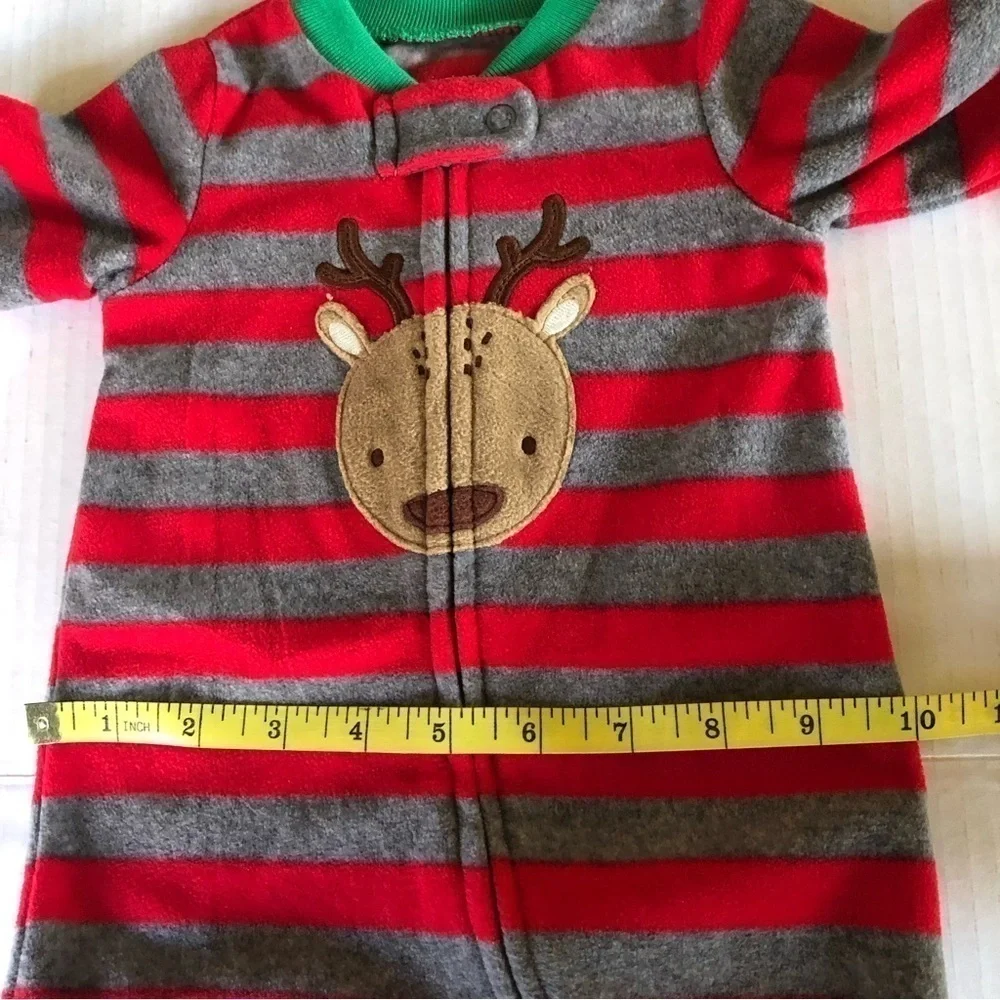Carter’s Just One You Baby Boys' Reindeer Striped Fleece Footies Size 3M